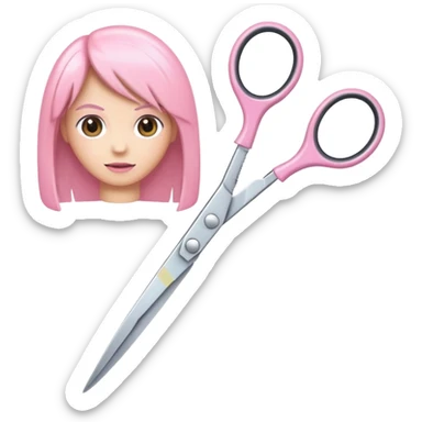 hairdressing scissors with pastel pink handles and shiny metal blades, iOS Apple emoji style sticker