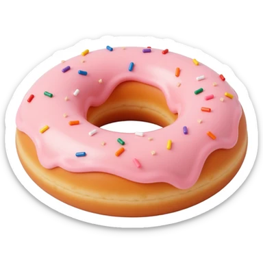 realistic glazed donut with sprinkles, skeuomorphism icon style sticker