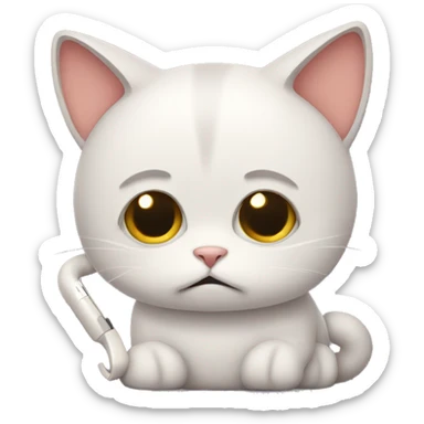 Sad cat with phone sticker