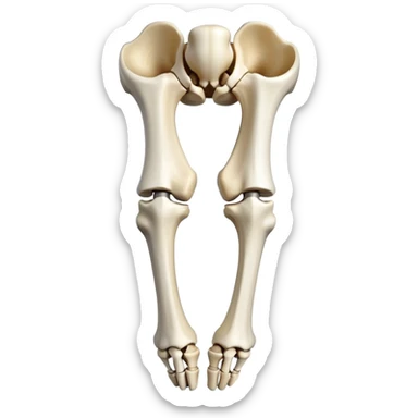 human knee bones, anatomical view showing femur, tibia, fibula, and patella sticker