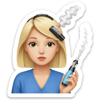 Blonde girl vaping a disposable vape sticker