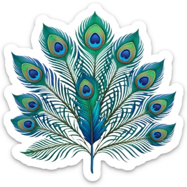 Peacock single feather sticker
