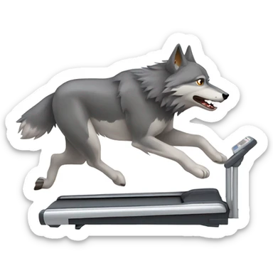 Wolf running on running machine sticker