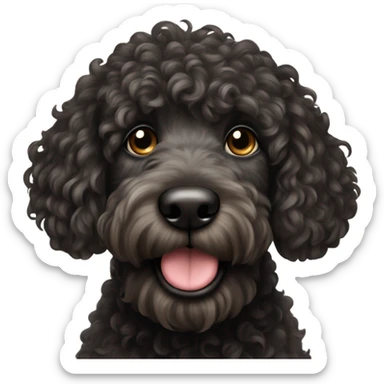 A black golden doodle dog sticker