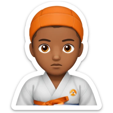 judoka brun avec ceinture orange sticker