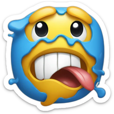 Emoji sacando la lengua pintada de azul sticker