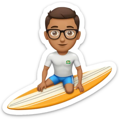 British man with glasses on surfboard. Indian/ white mixed race. sticker