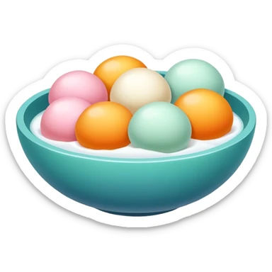 Winter Solstice Tangyuan with colorful appearance for Dongzhi Festival, simplified emoji style with bold outlines and bright colors, cartoon style traditional winter dessert sticker