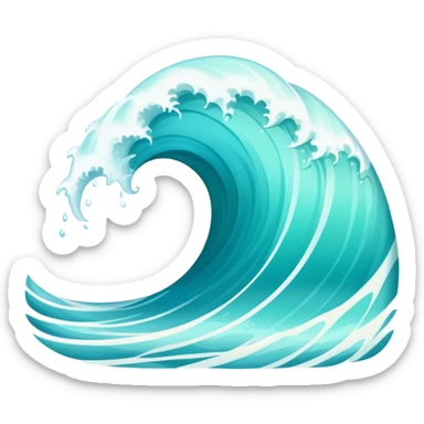 A gentle wave rolls in, shimmering under the sun as it crashes softly against the shore sticker