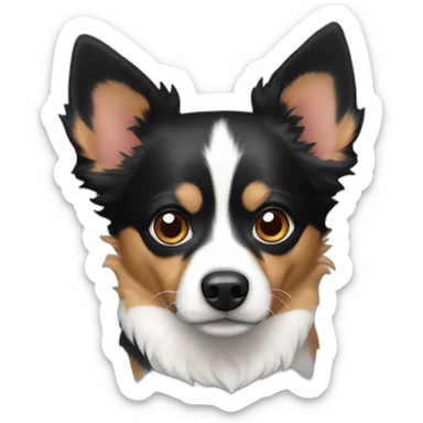 tri-color, predominantly black, chihuahua, australian shepherd dog mix sticker