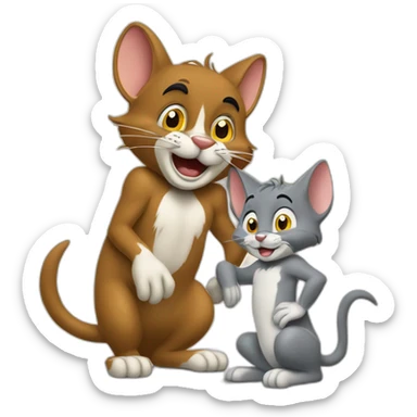 Tom et Jerry qui font un câlin sticker