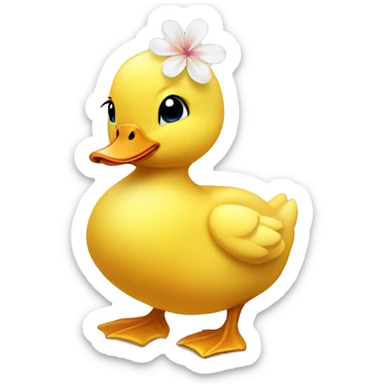Cute small baby duck with a flower on its head sticker