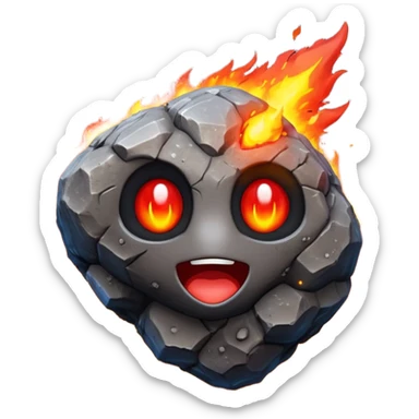 3D render of Meteor, miniature weather phenomenon, volumetric particle effects, rocky asteroid with a fiery red tail, elemental energy, emoji style, isolated on white background --v 6.0. sticker