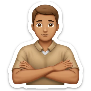 Man crossing his hands around his neck  sticker