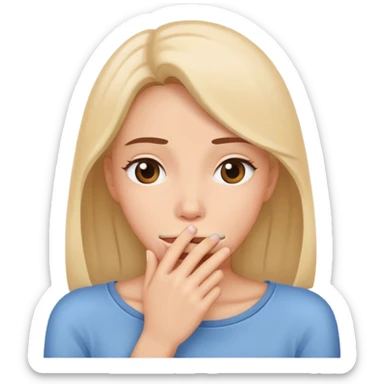 shy woman covering mouth sticker