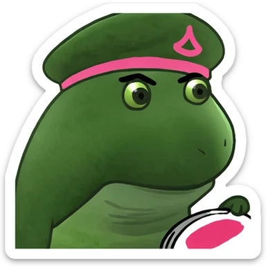spam artist with a pink beret painting sticker