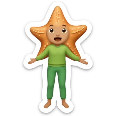 Give me a picture of an animated talking starfish that coughs, give me him green pants sticker