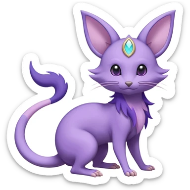 Celestial Crescent Lunar Lumine Stellar Rattata-Noibat-Espeon-Purrloin-Fakemon-hybrid-creature (full body) sticker
