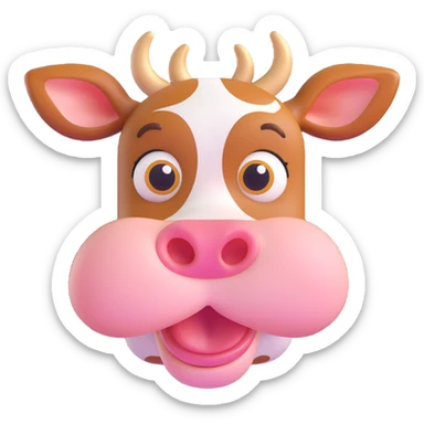 playful cow emoji with a surprised wow expression sticker