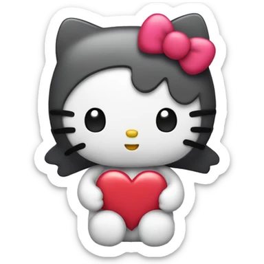 hello kitty with a heart face sticker
