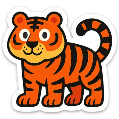 vibrant cartoon style tiger sticker