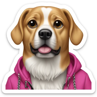 Dog wearing balenciaga sticker