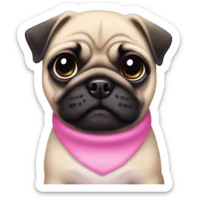 Baby pug with big pink
 eyes and pink collar
 sticker