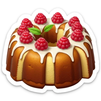  bundt cake with raspberry pieces inside of it sticker