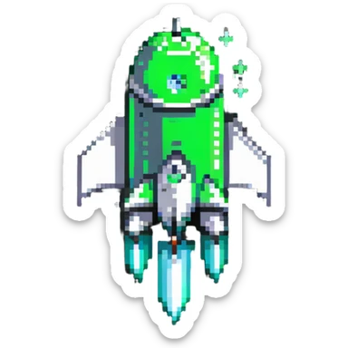 Green check mark with a rocket ship next to it, signifying a successful deployment sticker