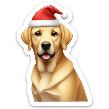 A golden Labrador with a Santa hat  sticker
