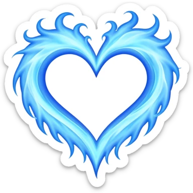 Blue flames in the shape of a pastel color all blue heart sticker