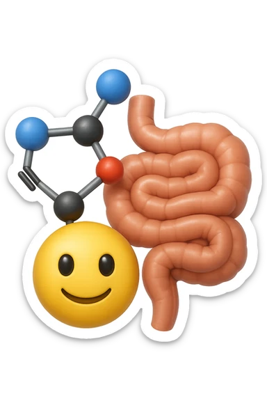 emoji stile iphone in 3d di istamina molecola con intestino, iperrealistico 4k sticker