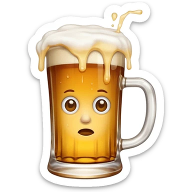 Broken beer glass spilled beer  sticker