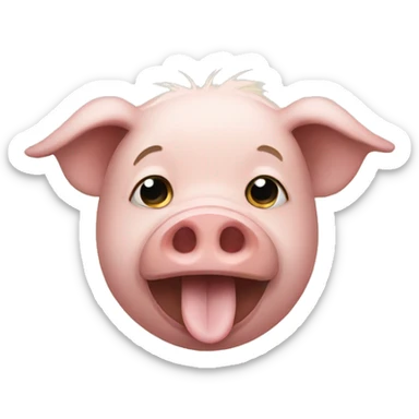pig with monkey fac sticker