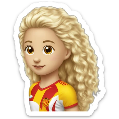 garçon blanc cheveux bouclés maillot Rc Lens et petite fille maillot Rc lens sticker