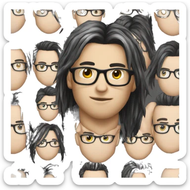 Nerd emoji with 2000s emo hair sticker