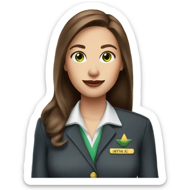 Female flight attendant long brown hair green eyes pencil skirt  sticker