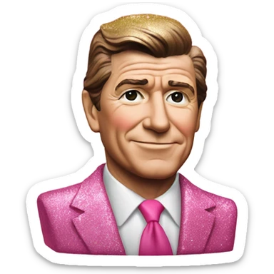 Pink ombre Ronald Regan statue with glitter sticker