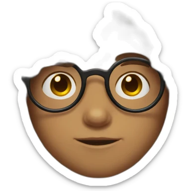 Boy with long brown curly hair and round blue glasses sticker