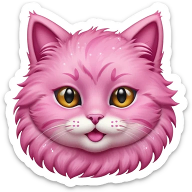 pink cat with glitter winking its right eye sticker