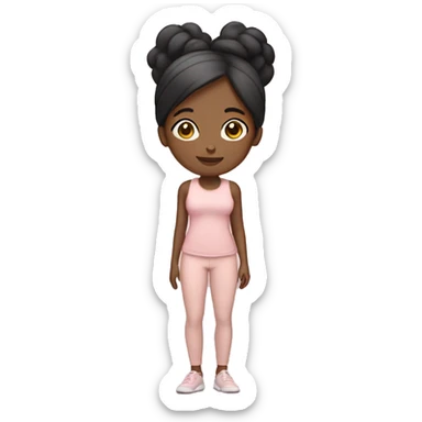 black hair yoga girl with tan skin light pink clothes n sticker