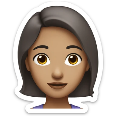 Girl with white skin slightly wavy dark brown hair and big brown eyes sticker