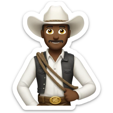 White cowboy with lasso sticker