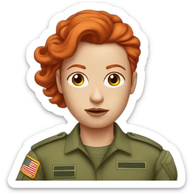 makes an ugly redhead with military hair who looks serious in drawing sticker