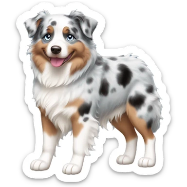 Full body, chubby blue Merle, Australian Shepherd with blue eyes sticker