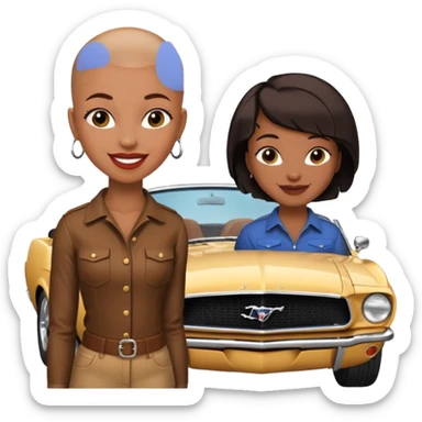 Classic mustang black female shaved head happy birthday sticker