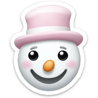 Cute white and light pink snowman sticker