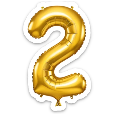 the number 2 in gold balloons sticker