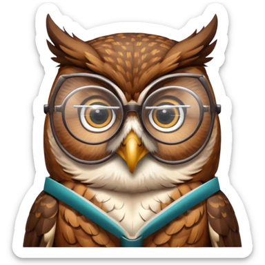 Owl with reading glasses sticker