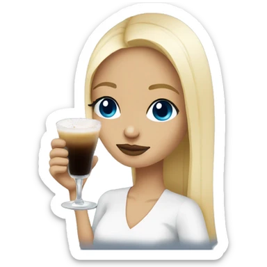 blonde hair blue eye girl drinking espresso martini  sticker